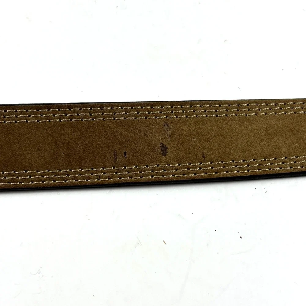 Carhartt Leather Belt Mens 34 Brown Triple Stitched Solid Brass Rugged Workwear